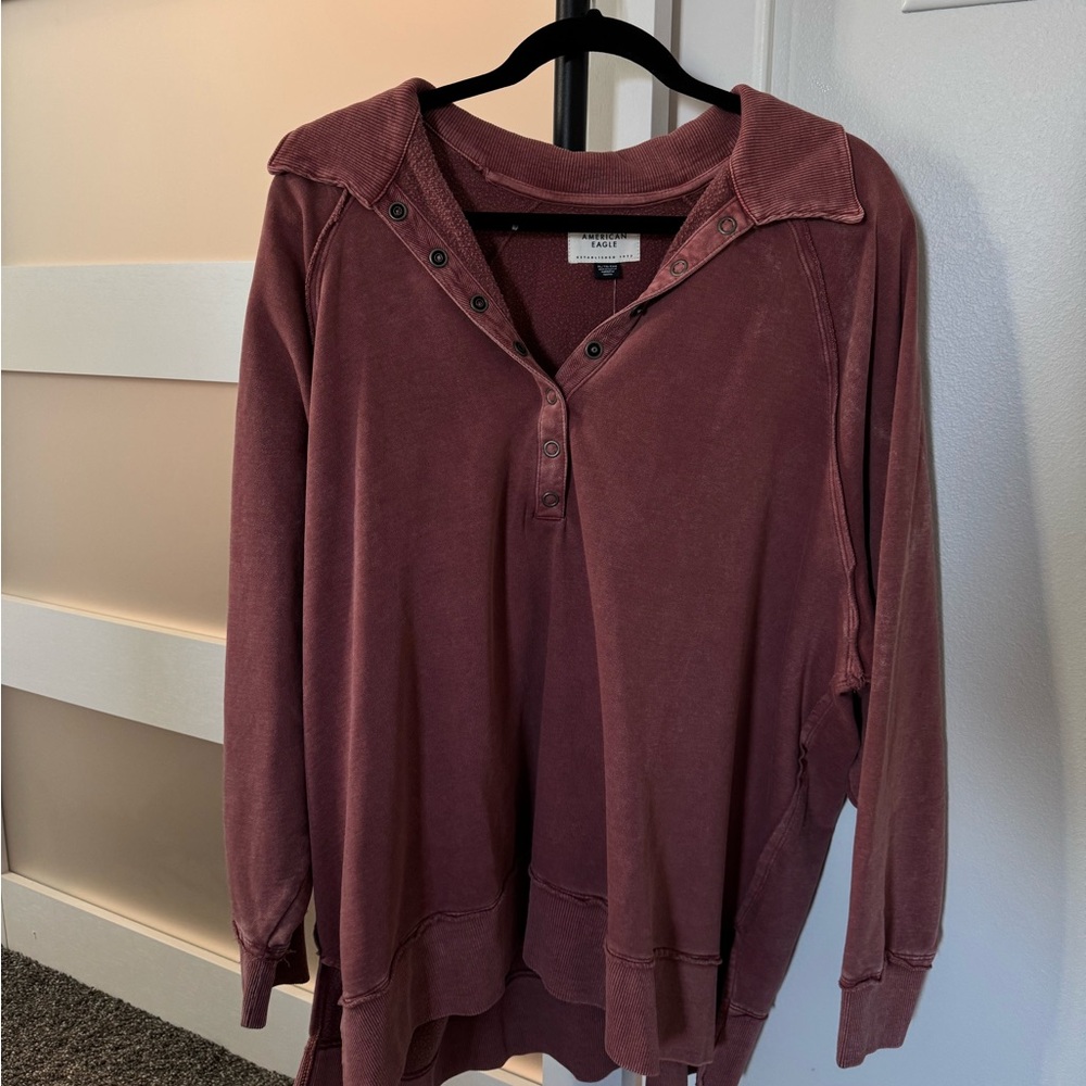 American Girl Burgundy Button-Up Sweatshirt